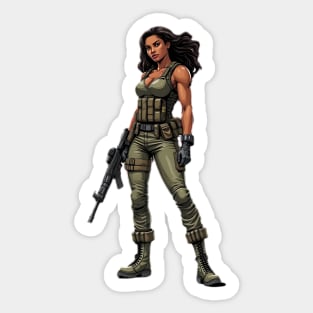 Hispanic Female Soldier Sticker
